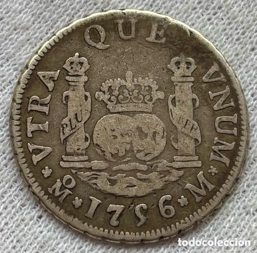 Monedas de Espa&ntilde;a: Moneda PLATA 2 Reales 1756 Mexico. Fernando VI. Comumnario