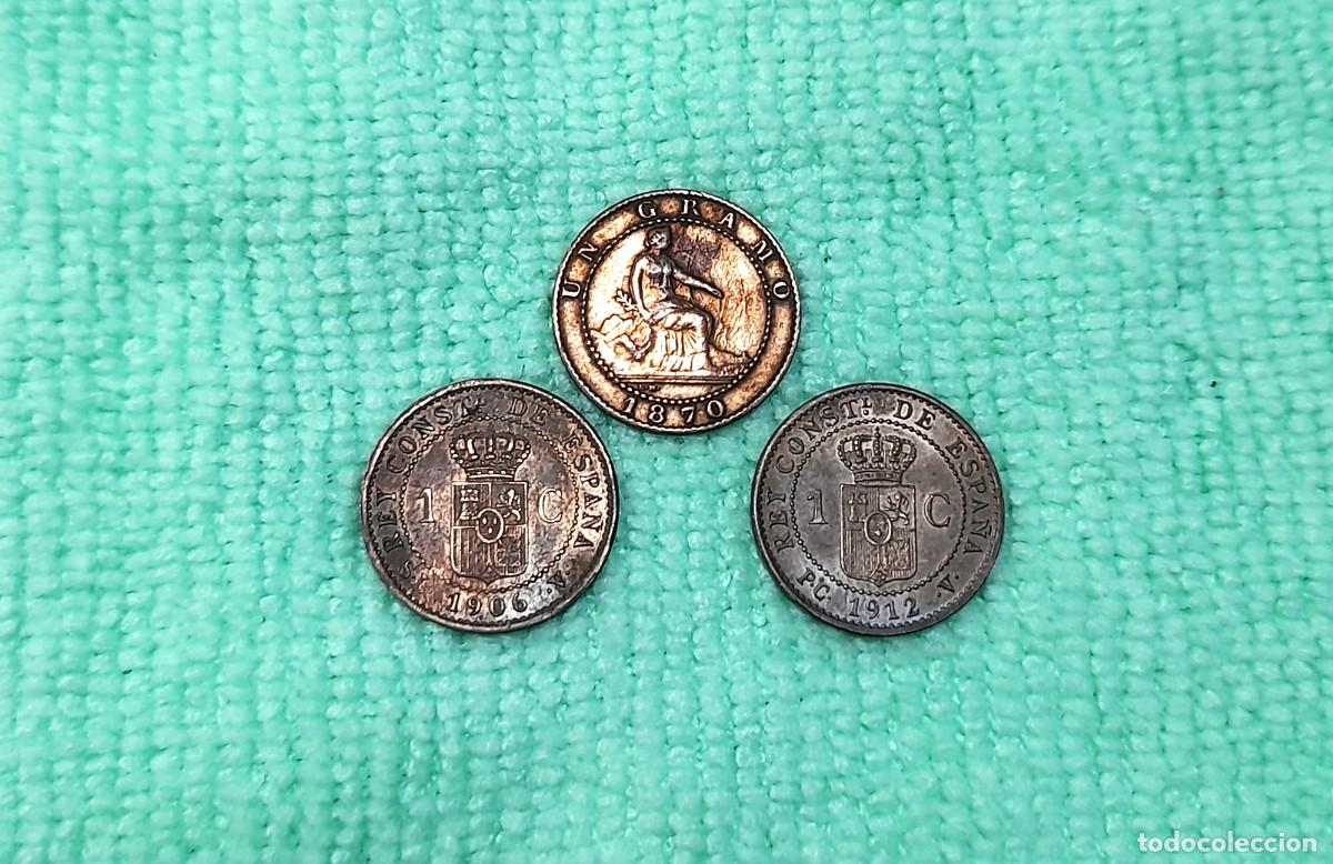 Monedas de Espa&ntilde;a: 3 monedas de 1 Centimo varios a&ntilde;os