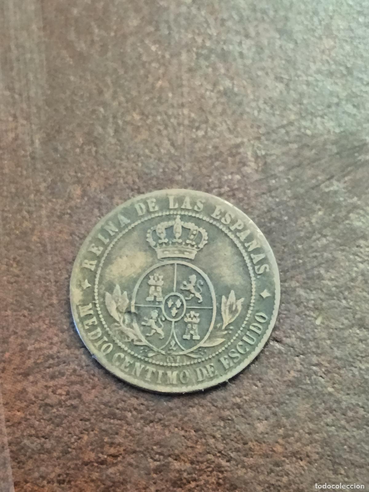 Monedas de Espa&ntilde;a: MONEDA. JUBIA. ISABEL II. 1/2 CENTIMO DE ESCUDO - MEDIO CENTIMO DE ESCUDO. 1868.