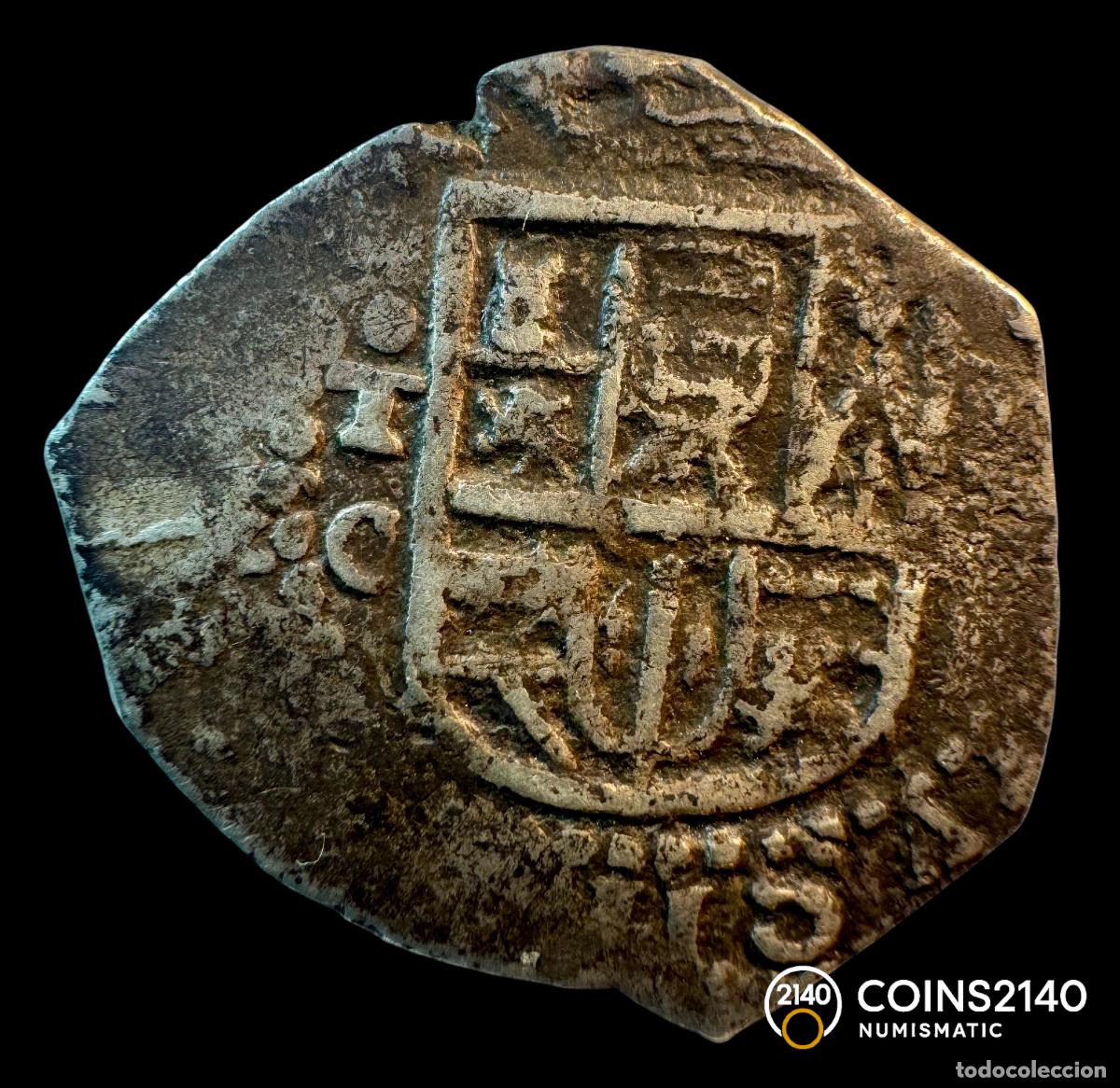 Monedas de Espa&ntilde;a: Felipe III (1598-1621). 2 reales. 1602. Toledo. C. Tipo &ldquo;OMNIVM&rdquo;. 6,72g.