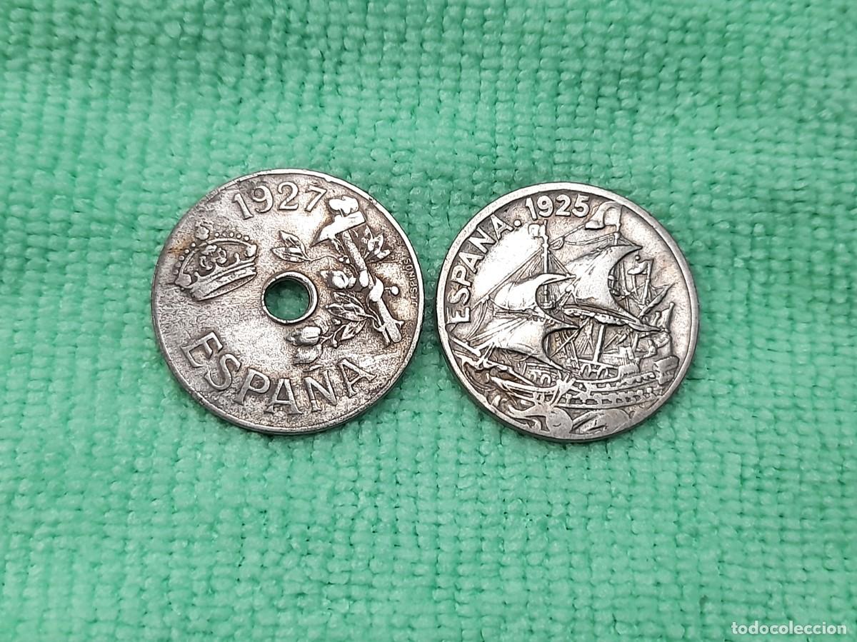 Monedas de Espa&ntilde;a: 2 x 25 Centimos 1925 y 1927 - Foto 2