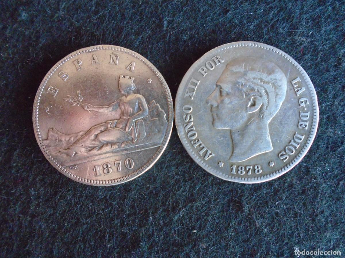 Monedas de Espa&ntilde;a: (MO-261000)LOTE DE 5 PTS.DE PLATA 1870 S.N.M. Y 5 PTS.PLATA ALFONSO XII 1878 (18-76)