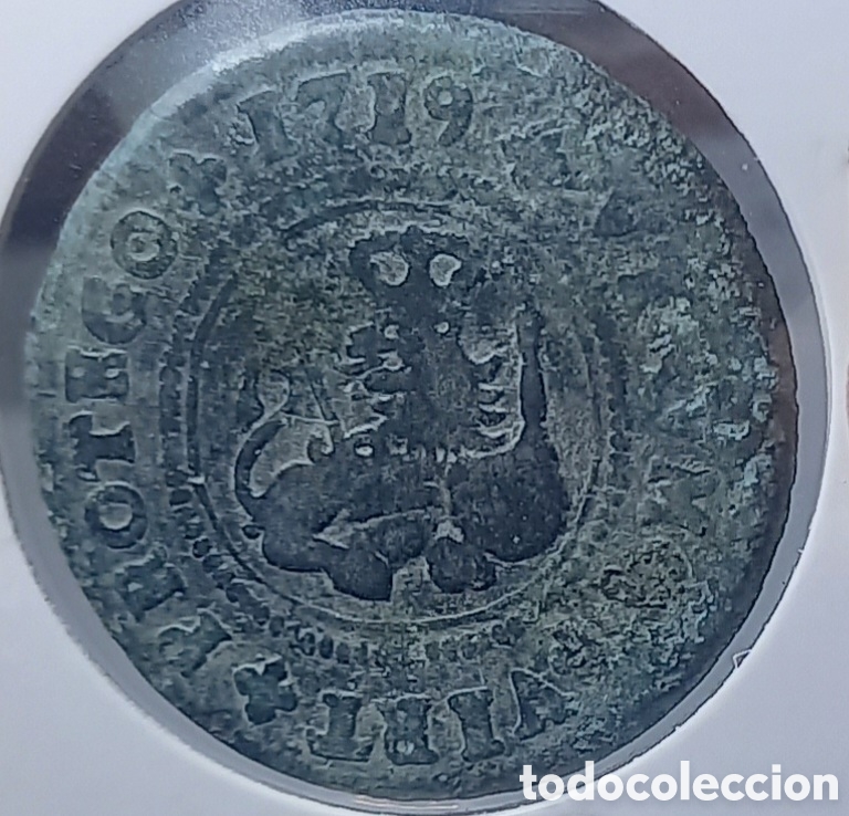 Monedas de Espa&ntilde;a: 4 MARAVEDIS FELIPE V. 1719. CECA DE ZARAGOZA.