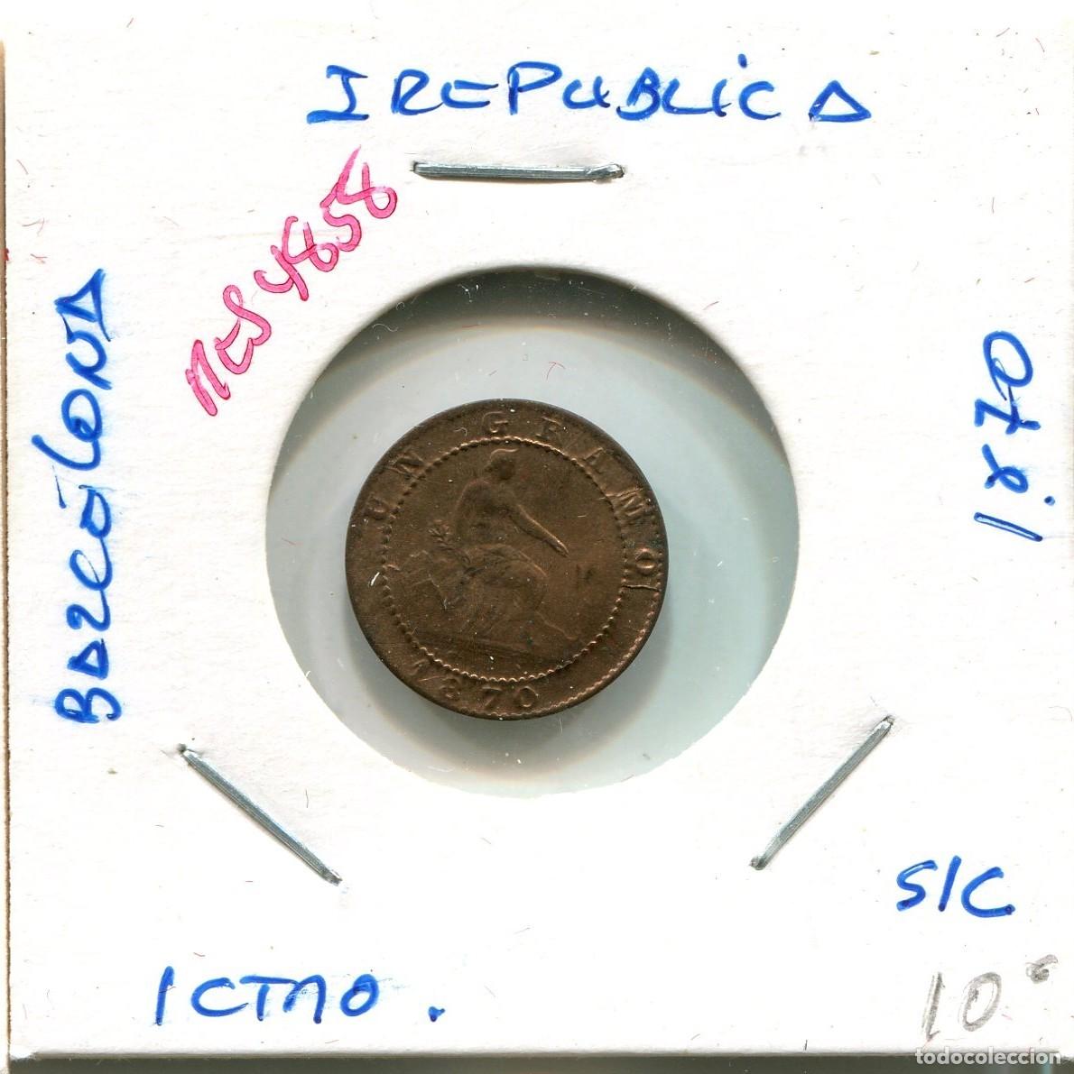 Monedas de Espa&ntilde;a: UN CENTIMO I REPUBLICA A&Ntilde;O 1870 BARCELONA ( SC ) ( MES4858 )
