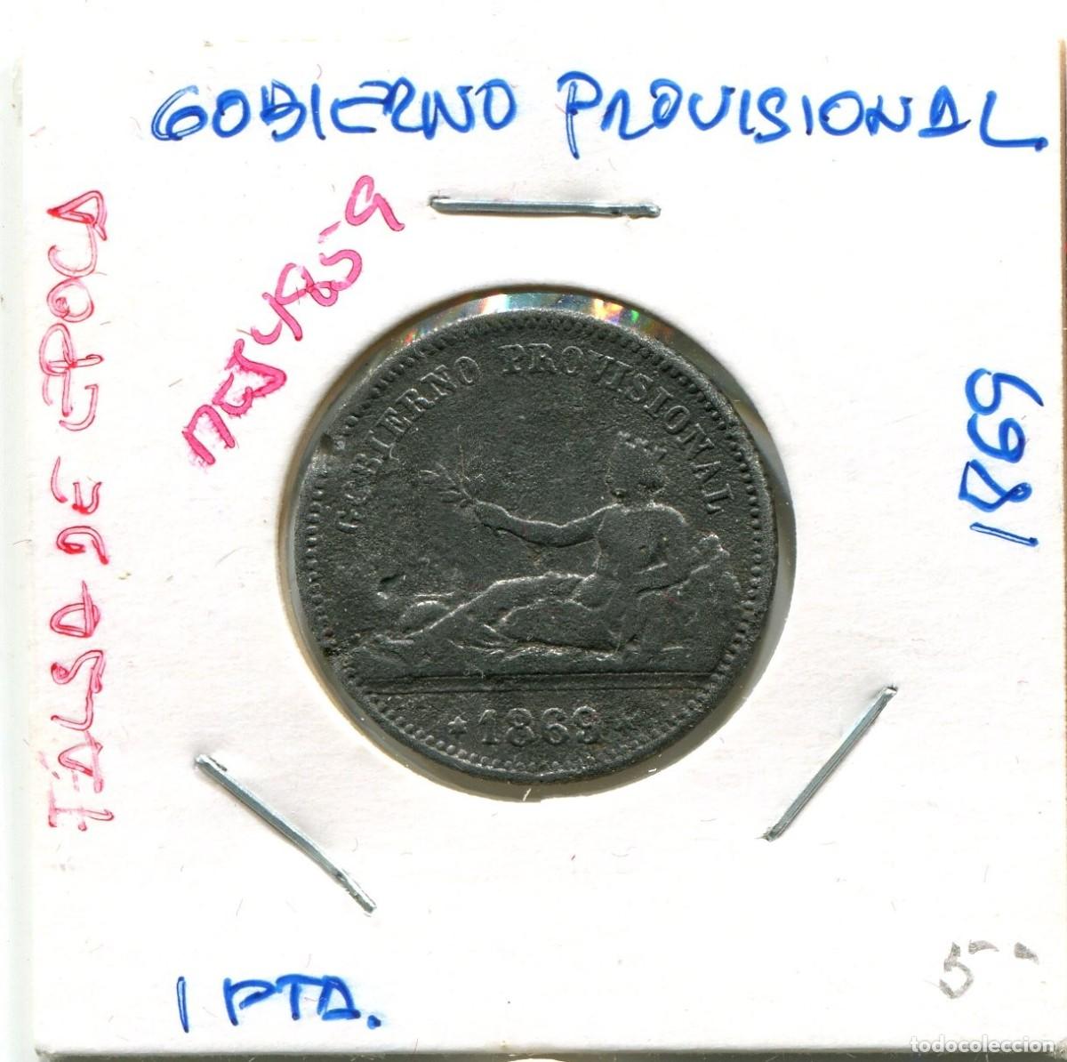 Monedas de Espa&ntilde;a: UNA PESETA GOBIERNO PROVISIONAL A&Ntilde;O 1869 ( FALSA DE EPOCA ) ( MES4859 )