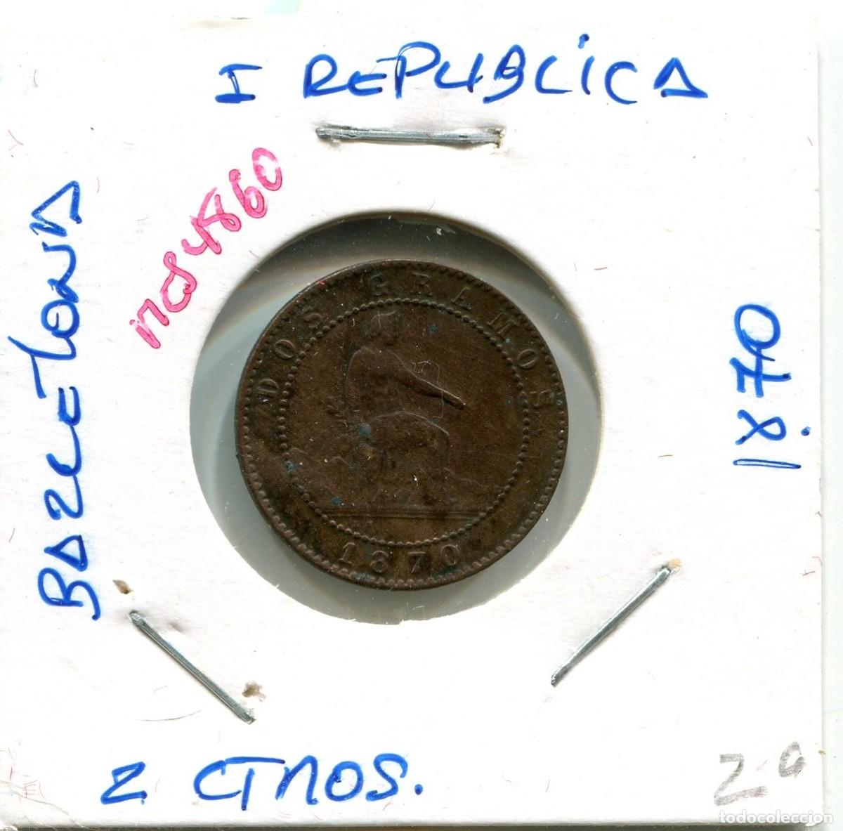 Monedas de Espa&ntilde;a: 2 CENTIMOS I REPUBLICA A&Ntilde;O 1870 BARCELONA ( MES4860 )