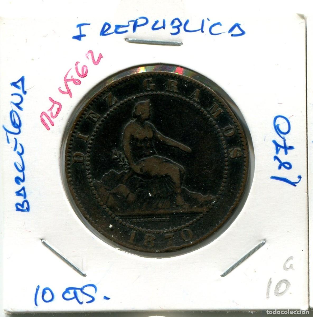 Monedas de Espa&ntilde;a: 10 CENTIMOS I REPUBLICA A&Ntilde;O 1870 BARCELONA ( MES4862 )