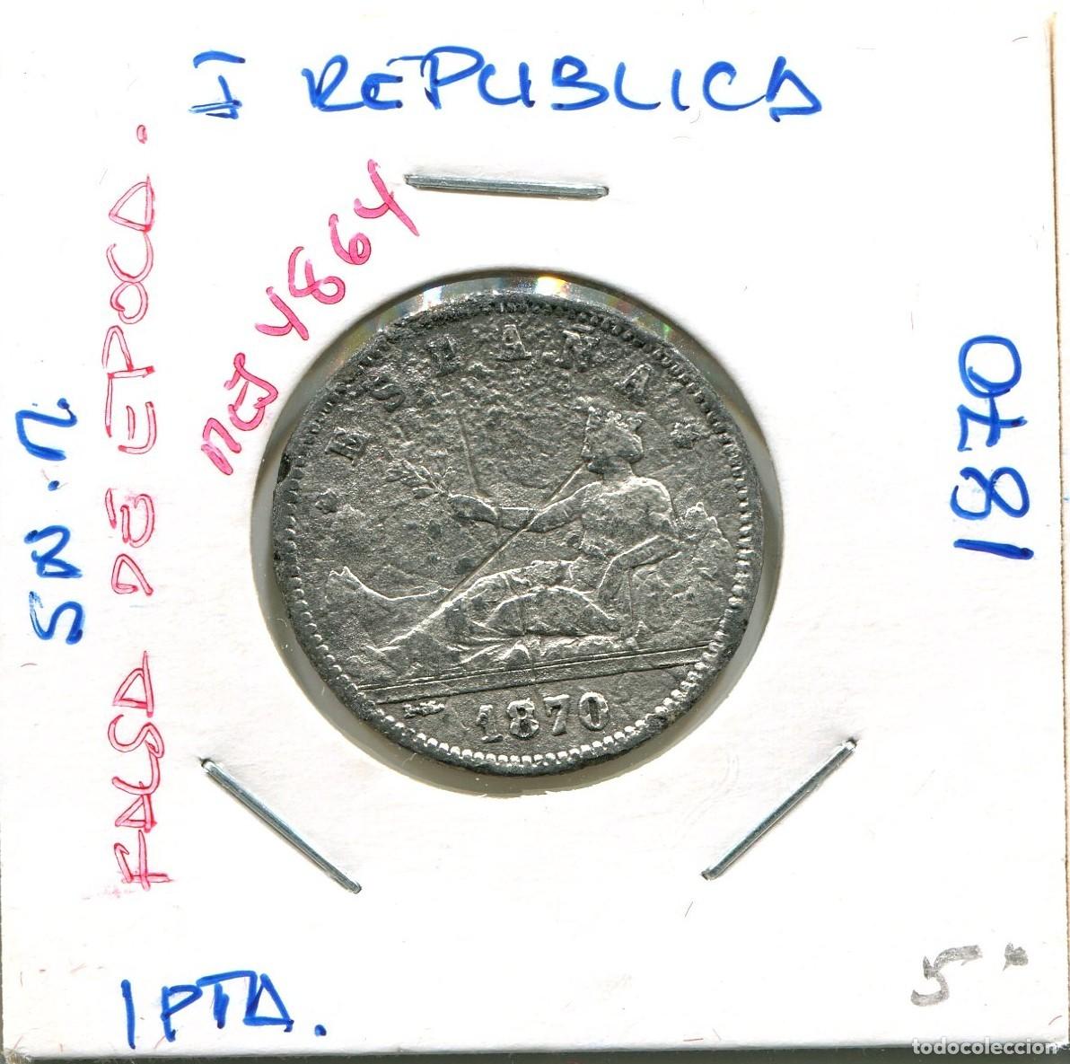 Monedas de Espa&ntilde;a: UNA PESETA I REPUBLICA A&Ntilde;O 1870 SN.M ( FALSA EPOCA ) ( MES4864 )