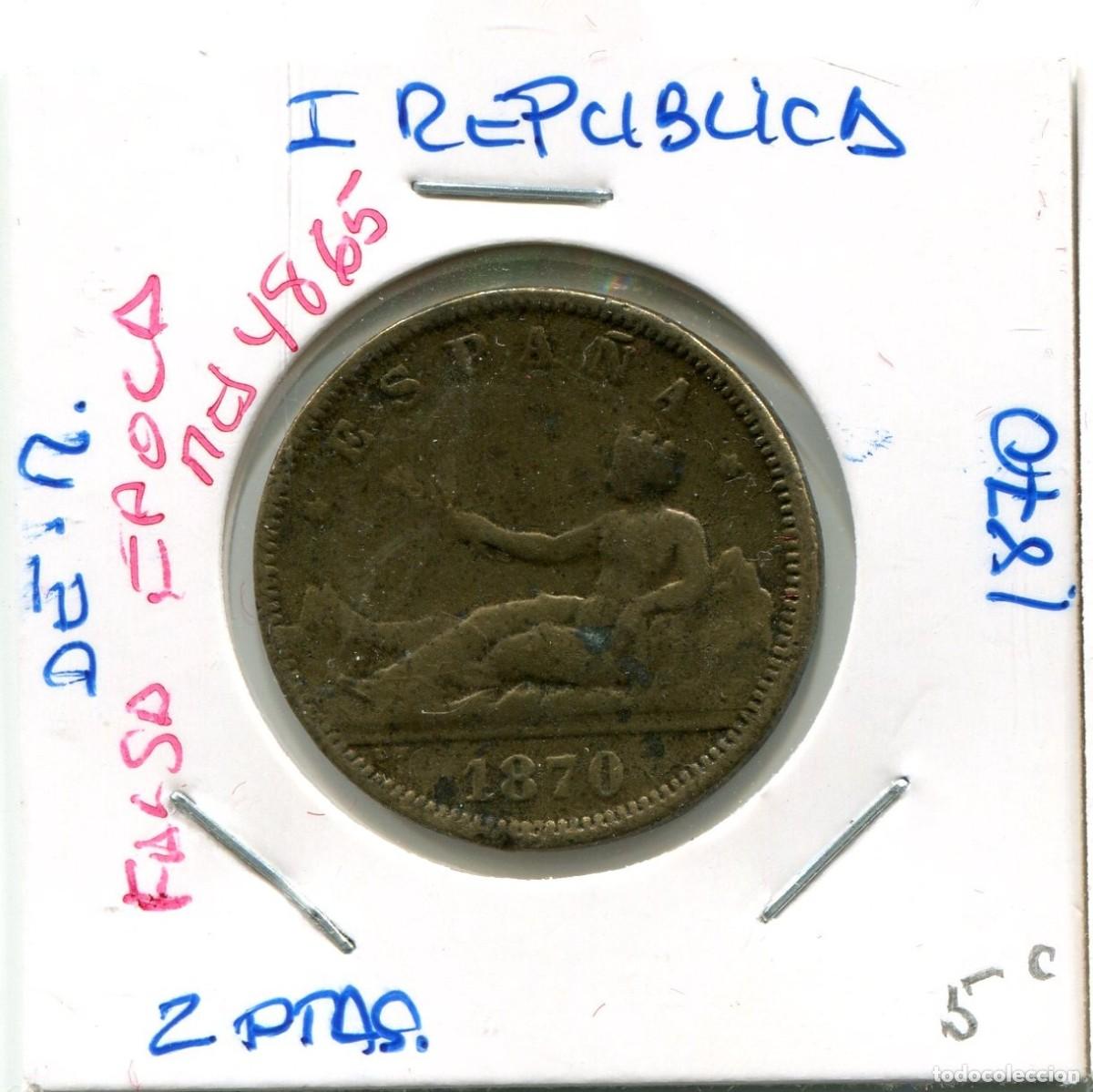 Monedas de Espa&ntilde;a: DOS PESETA I REPUBLICA A&Ntilde;O 1870 DE.M ( FALSA EPOCA ) ( MES4865 )