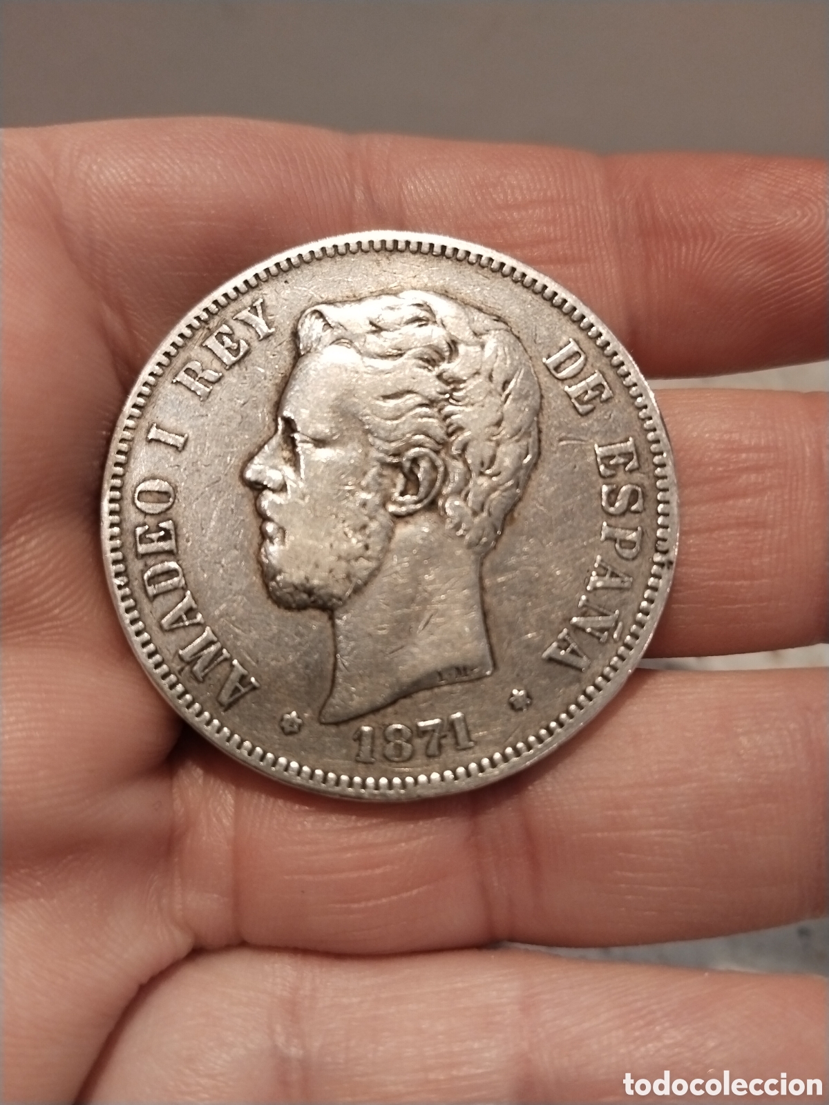 Monedas de Espa&ntilde;a: Amadeo I. 1871*(18-71). 5 Pesetas (BC) Plata. Madrid SD-M