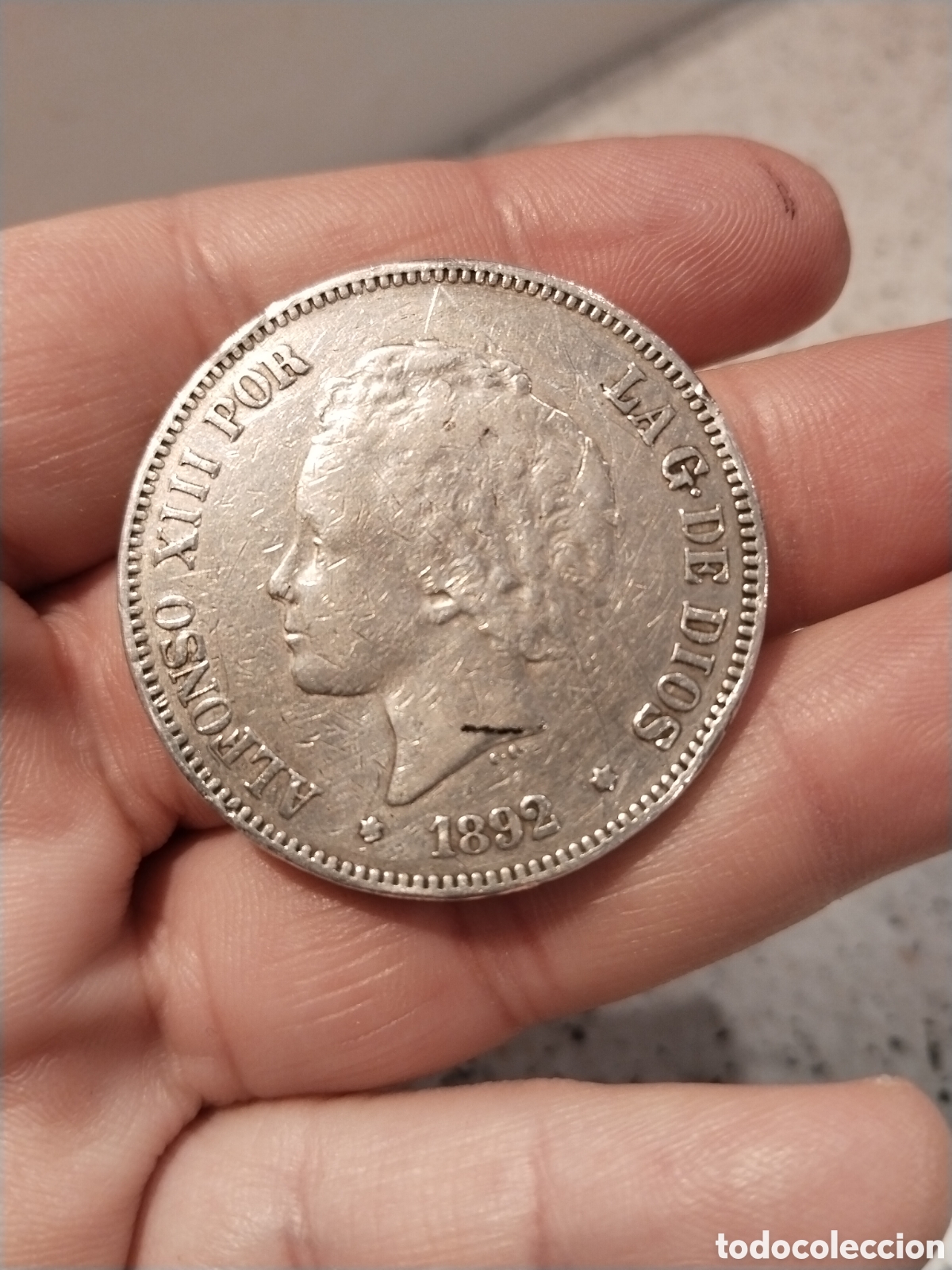 Monedas de Espa&ntilde;a: Alfonso XIII. 1892*(-----). 5 Pesetas (BC-) Plata. Madrid PG-M