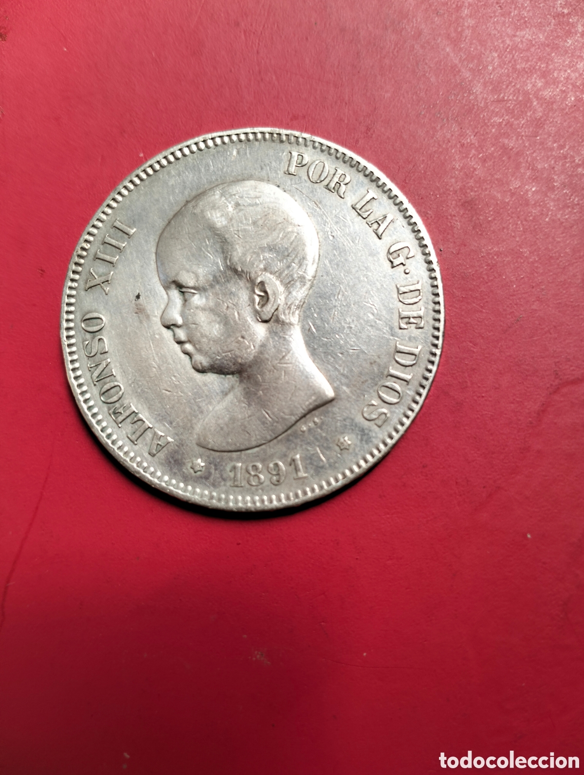 M&uuml;nzen von Spanien: 1891*18*91 ALFONSO XIII. PGM. 5 PESETAS. PLATA.