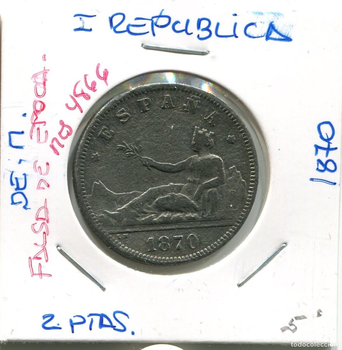 Monedas de Espa&ntilde;a: DOS PESETAS I REPUBLICA A&Ntilde;O 1870 DE.M ( FALSA EPOCA ) ( MES4866 )