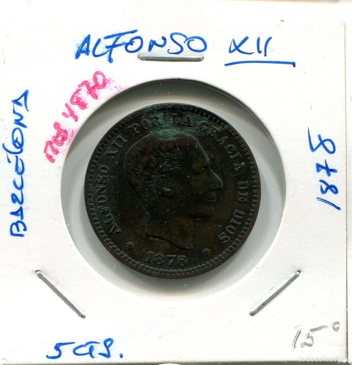 Monedas de Espa&ntilde;a: 5 CENTIMOS ALFONSO XII A&Ntilde;O 1878 BARCELONA ( MES4870 )