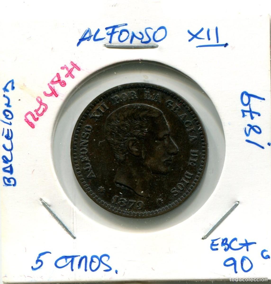 Monedas de Espa&ntilde;a: 5 CENTIMOS ALFONSO XII A&Ntilde;O 1879 BARCELONA ( EBC+ ) ( MES4871 )