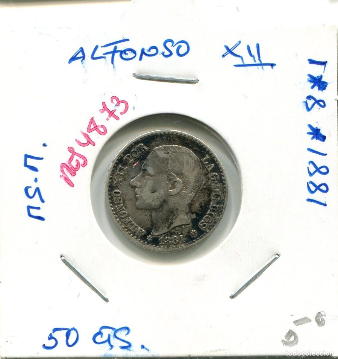 Monedas de Espa&ntilde;a: 50 CENTIMOS ALFONSO XII A&Ntilde;O 1881 *8*1 MS.M ( MES4873 )