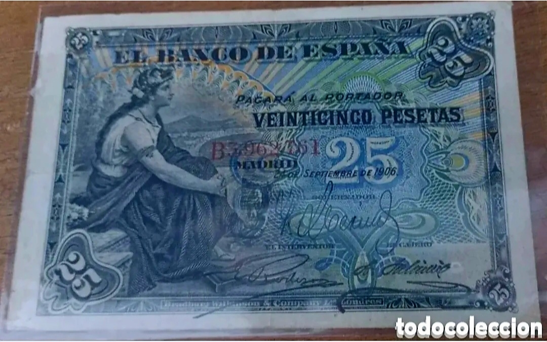 Coins of Spain: DIF&Iacute;CIL DE ENCONTRAR BILLETE ALEGOR&Iacute;A 1906 EN EBC