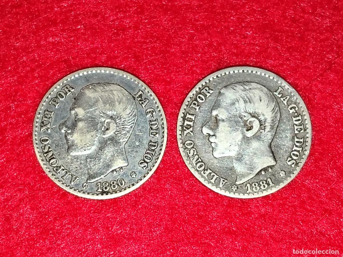 M&uuml;nzen von Spanien: 2 MONEDAS PLATA 50 CENTIMOS 1880-81 ALFONSO XII - ESPA&Ntilde;A