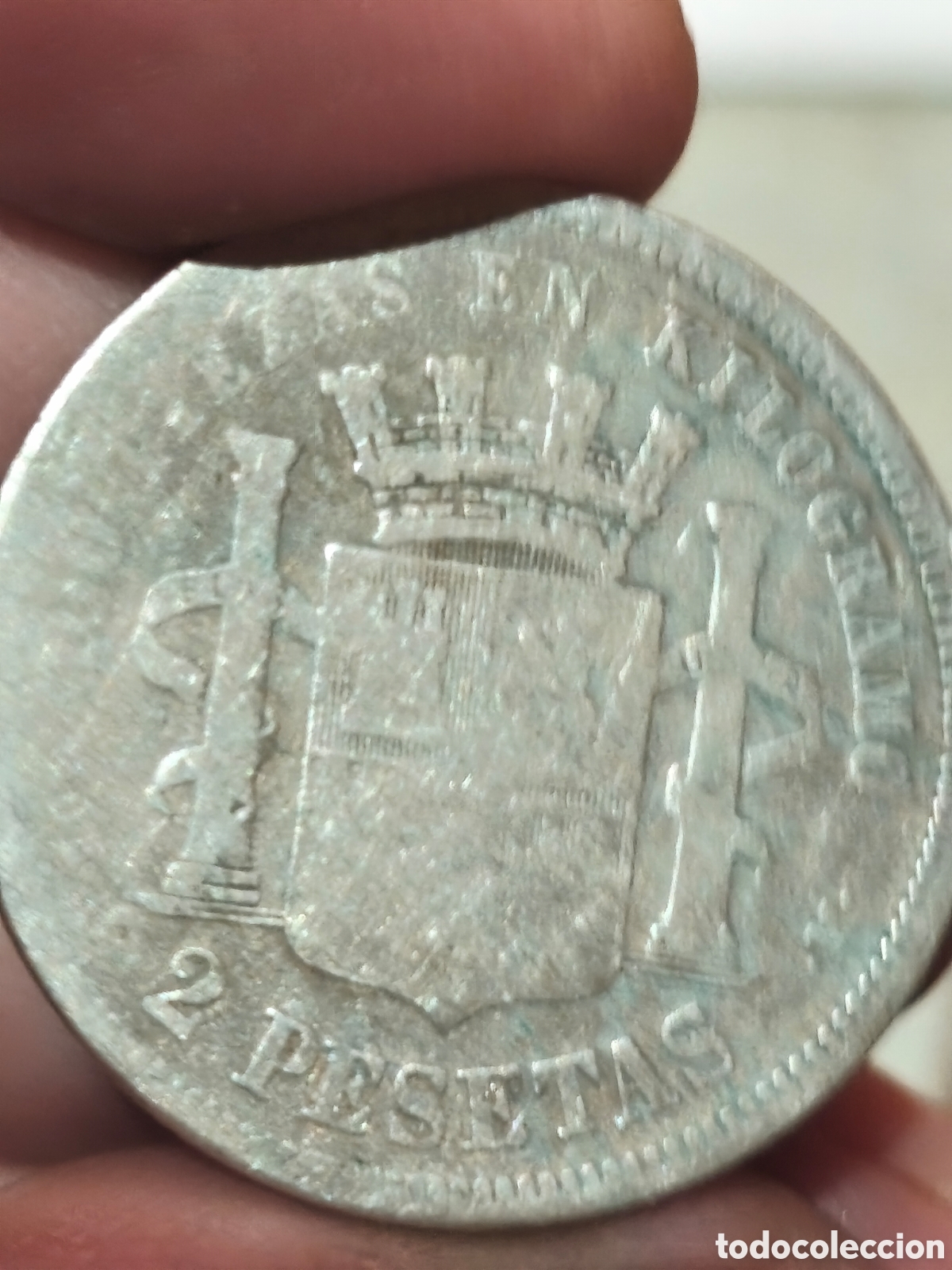 Monedas de Espa&ntilde;a: Moneda de Espa&ntilde;a dev1 pts dev1969 ,rara ver imagen ,sin limpiar,plata - Foto 4