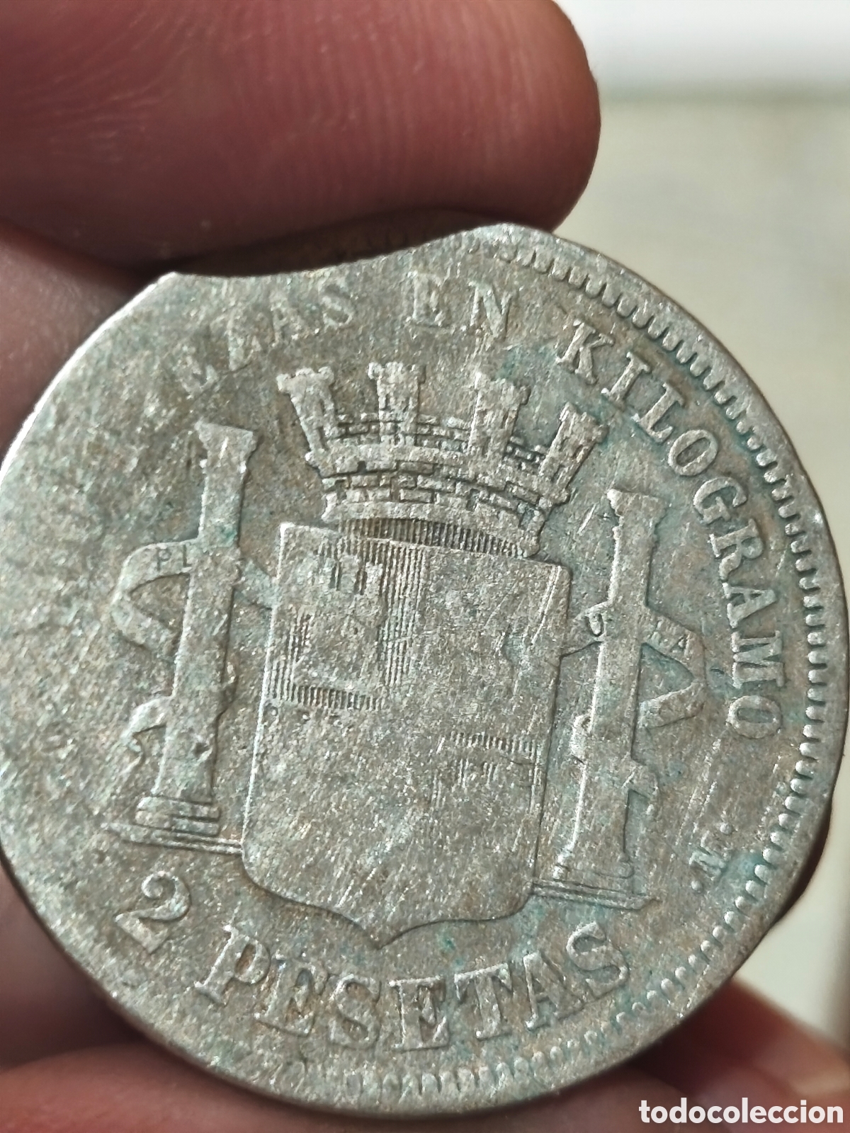 Monedas de Espa&ntilde;a: Moneda de Espa&ntilde;a dev1 pts dev1969 ,rara ver imagen ,sin limpiar,plata - Foto 5