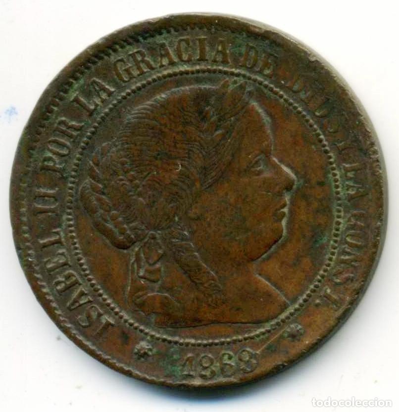 Monedas de Espa&ntilde;a: XS- ISABEL II 1868 Barcelona 5 C&eacute;ntimos FALSA &Eacute;POCA