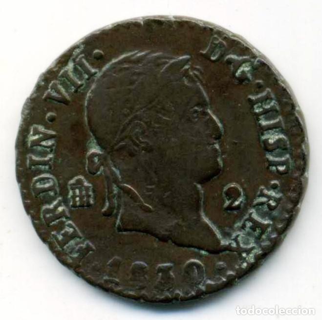 Monedas de Espa&ntilde;a: XS- Fernando VII 2 Maraved&iacute;s 1830 Segovia