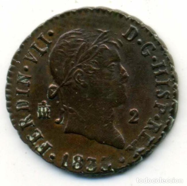 Monedas de Espa&ntilde;a: XS- Fernando VII 2 Maraved&iacute;s 1833 Segovia