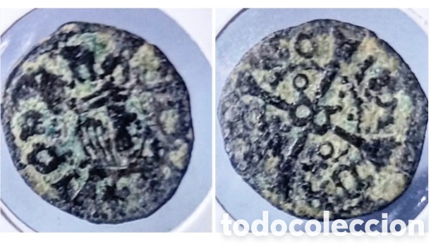 Monedas de Espa&ntilde;a: 1 DINERO DE VELL&Oacute;N. CARLOS I Y JUANA LA LOCA. S.XVI. CECA DE BARCELONA.