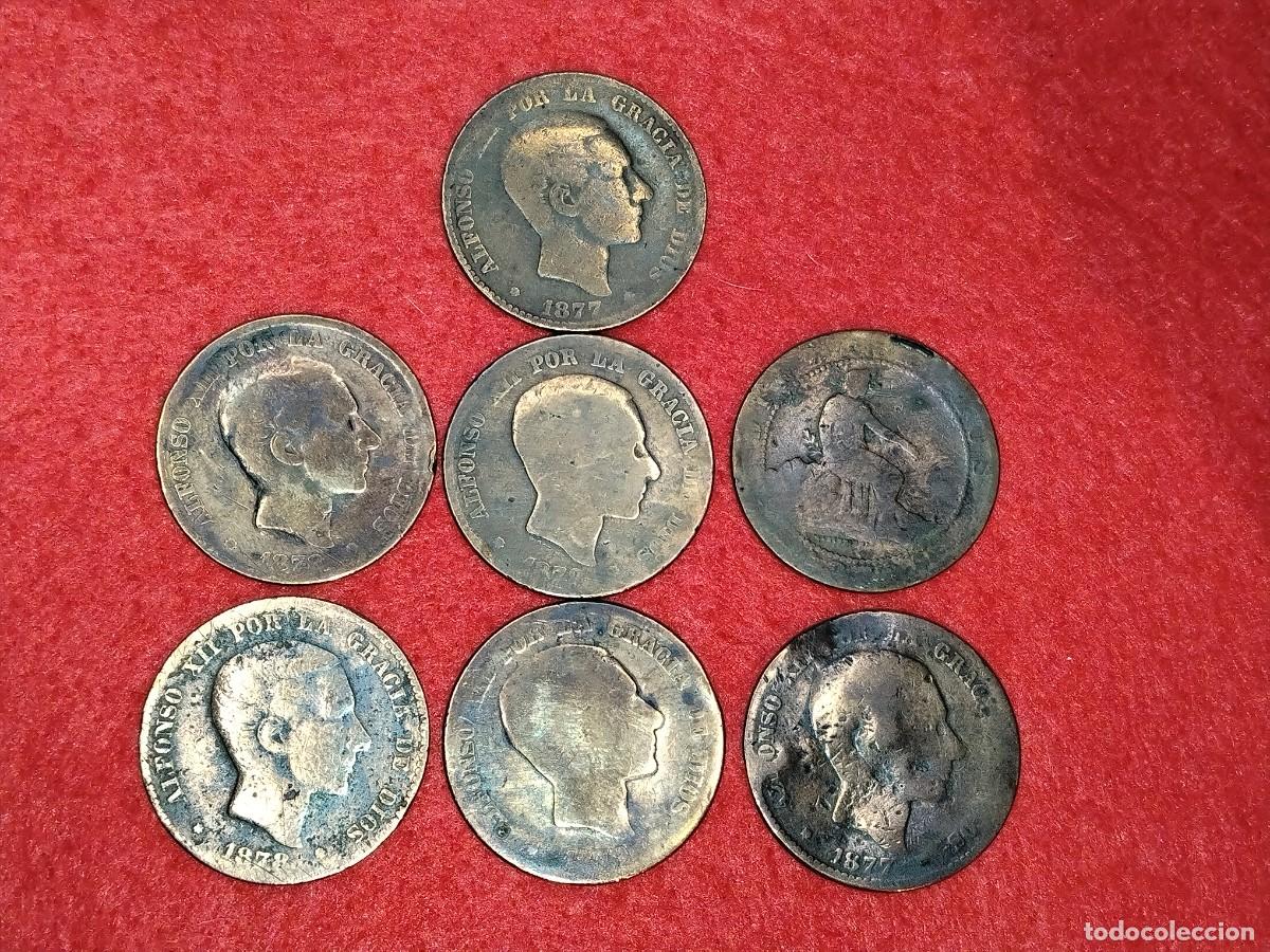 Coins of Spain: 7 MONEDAS 10 CENTIMOS ALFONSO II 1878-77 VER FOTOS
