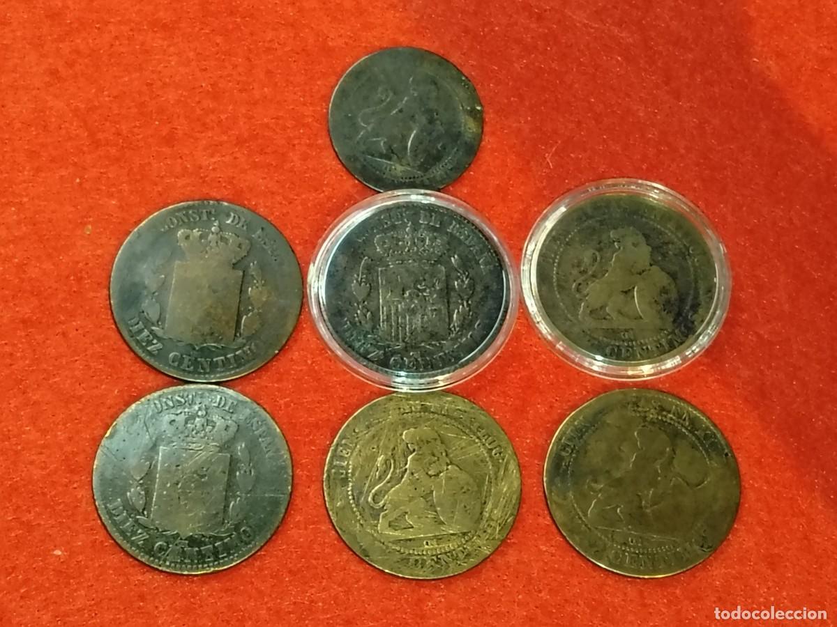 Monnaies d'Espagne: 7 MONEDAS 10 CENTIMOS ALFONSO II 1878-77-70 VER FOTOS