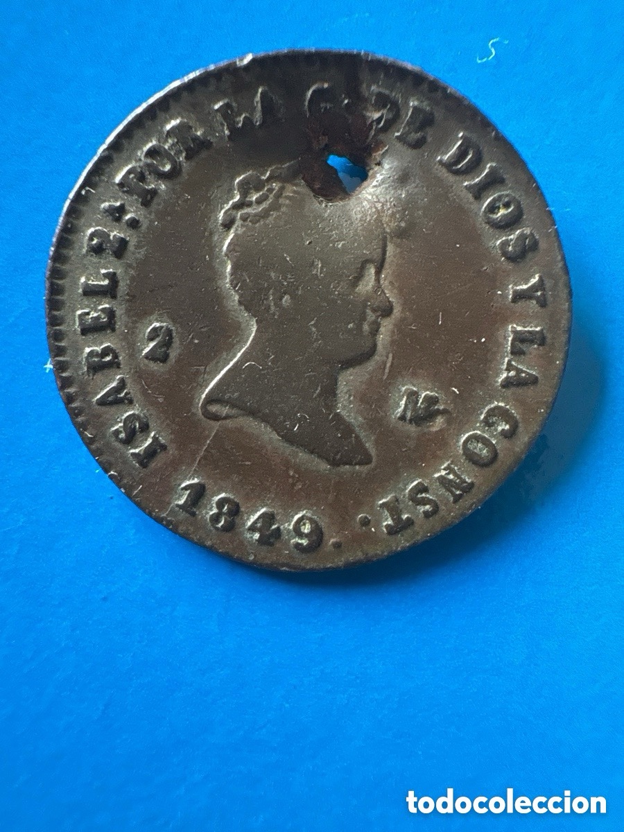 M&uuml;nzen von Spanien: Moneda Isabel II 2 maraved&iacute;s 1849 Jubia (A1)