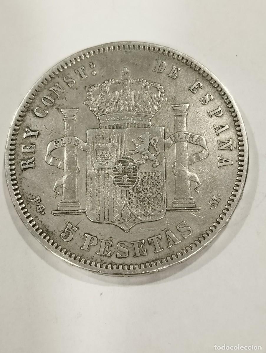 Monedas de Espa&ntilde;a: MONEDA CINCO PESETAS PLATA ALFONSO XIII PGM 1892. ESTRELLAS 18 y 92 POCO VISIBLES.