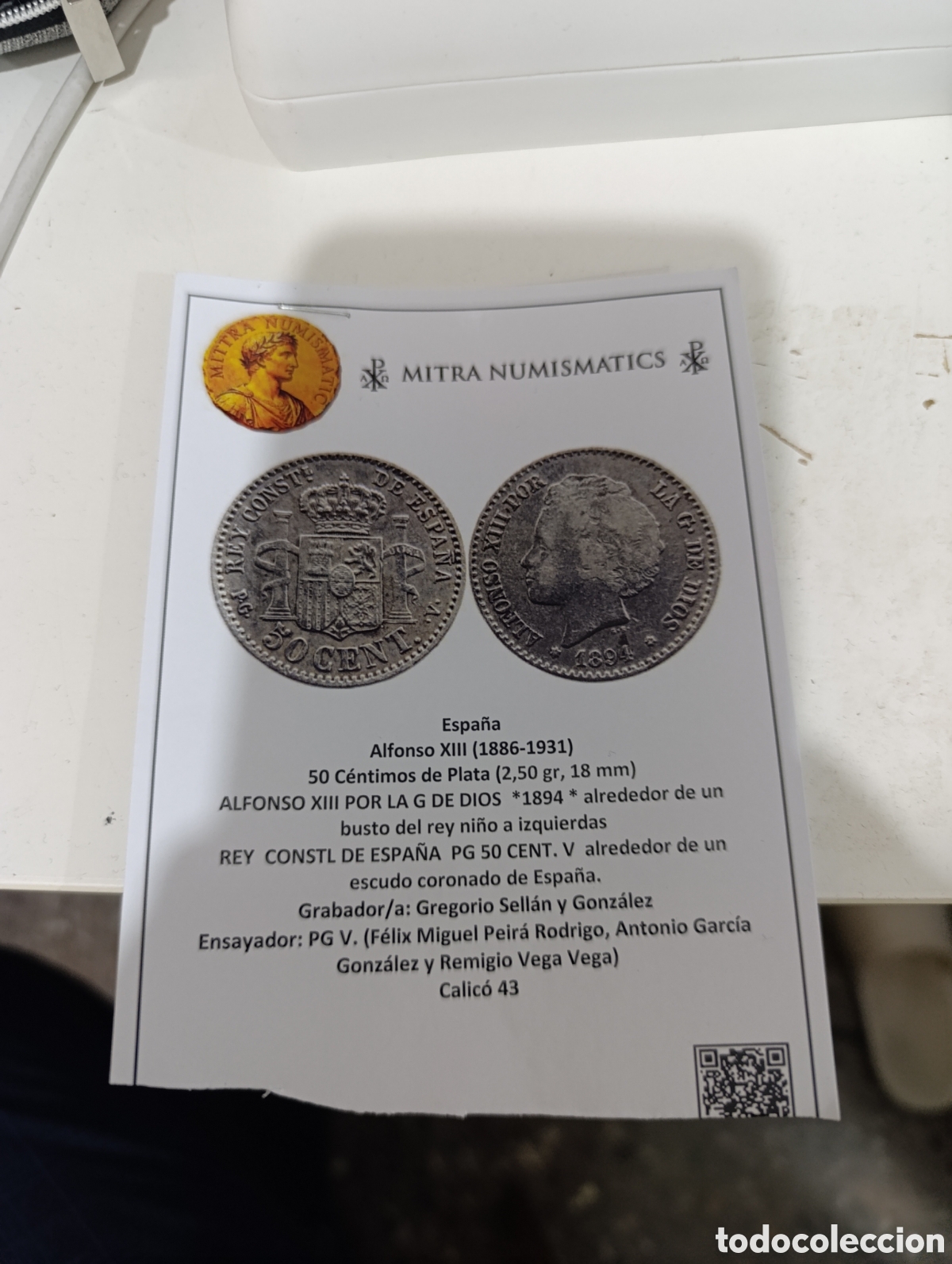 Monedas de Espa&ntilde;a: 50 c&eacute;ntimos, Alfonso XIII - A&ntilde;o 1894 - Foto 5