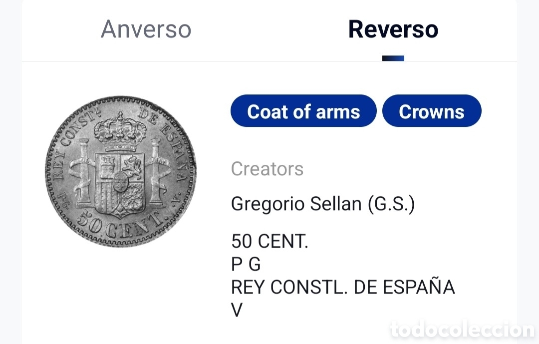 Monedas de Espa&ntilde;a: 50 c&eacute;ntimos, Alfonso XIII - A&ntilde;o 1894 - Foto 6