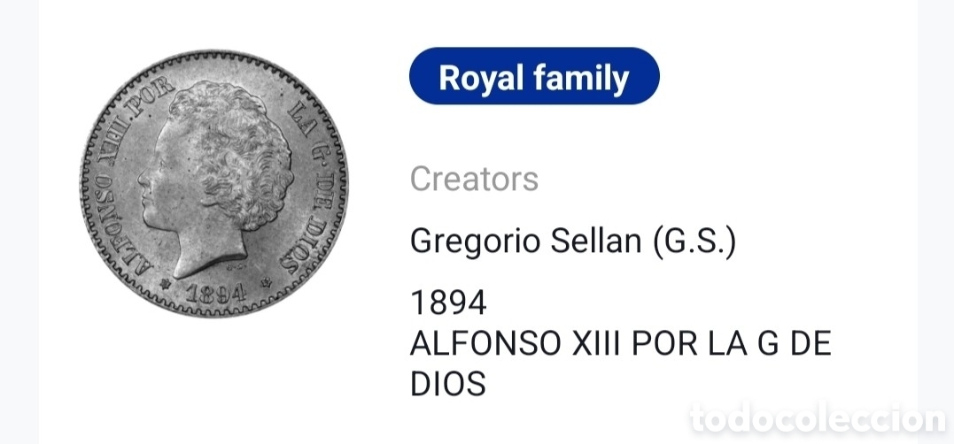 Monedas de Espa&ntilde;a: 50 c&eacute;ntimos, Alfonso XIII - A&ntilde;o 1894 - Foto 7