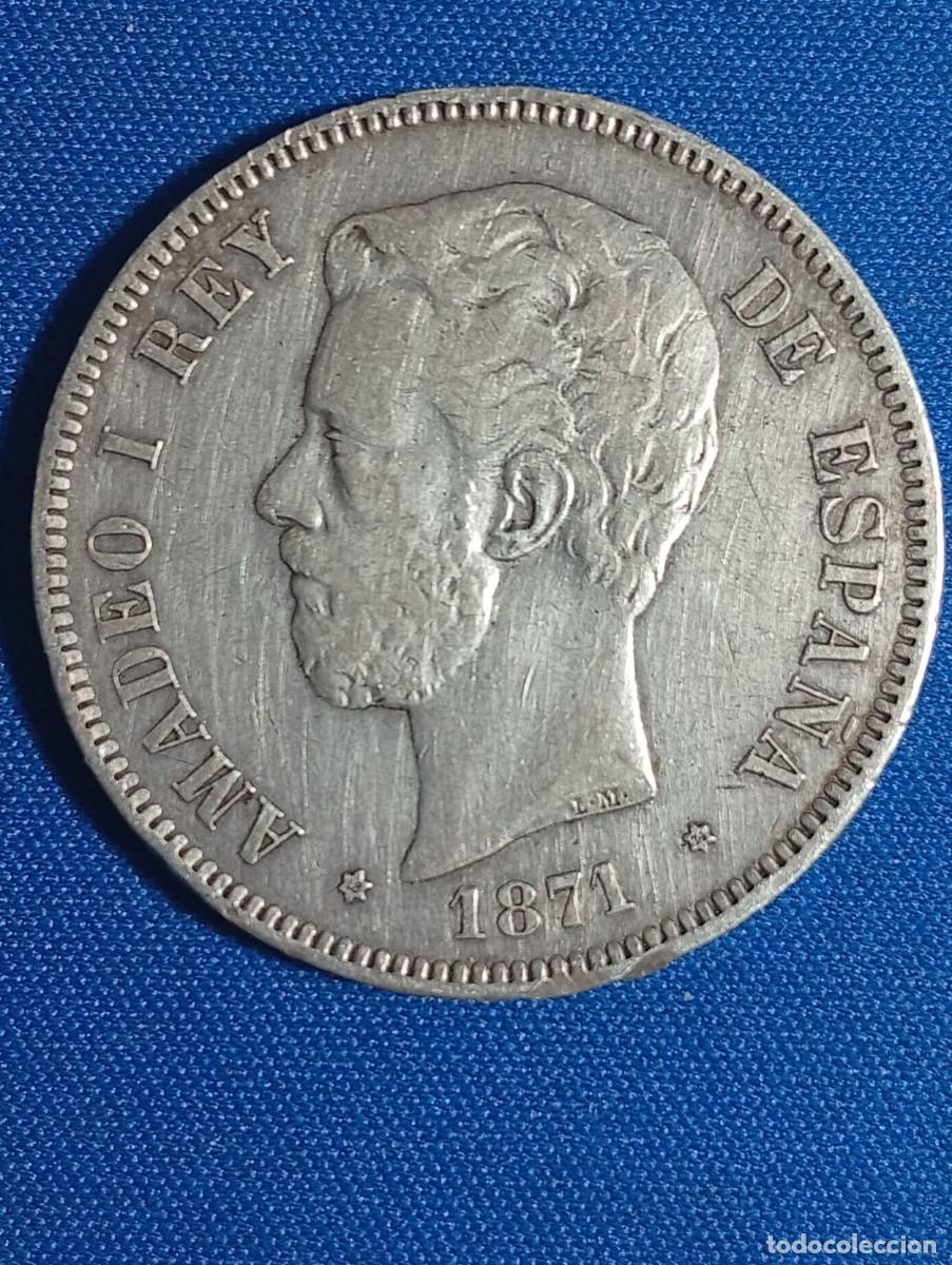Monedas de Espa&ntilde;a: Duro de plata 900 ( 5 Ptas ) Amadeo I 1871 Estrellas 18*74*