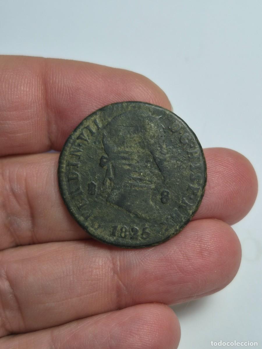 Coins of Spain: NT/ FERNANDO VII 8 MARAVEDIES 1825 SEGOVIA (E1512)