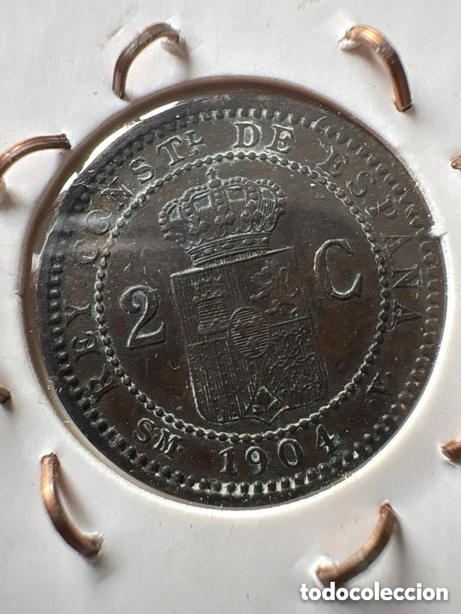 Monedas de Espa&ntilde;a: Moneda 2 c&eacute;ntimos 1904 *4 Alfonso XIII (A3) - Foto 2
