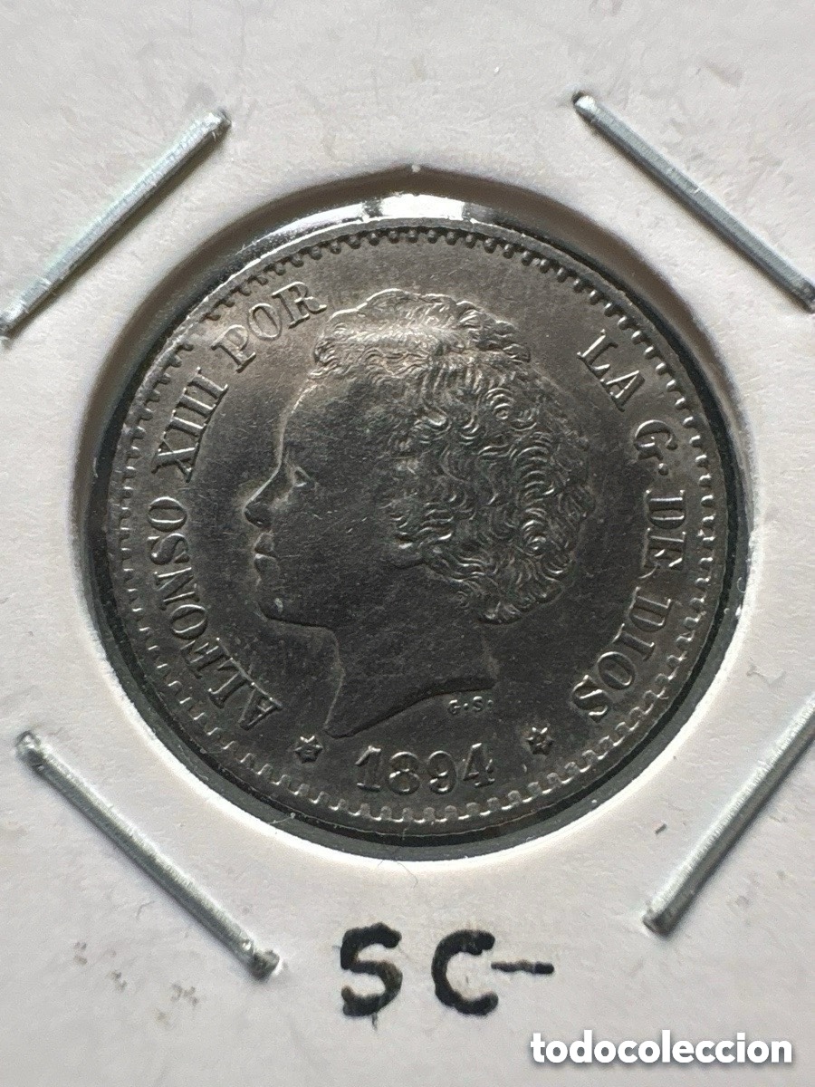 Moedas de Espanha: Moneda 50 c&eacute;ntimos de plata 1894, Alfonso XIII, SC (A5)