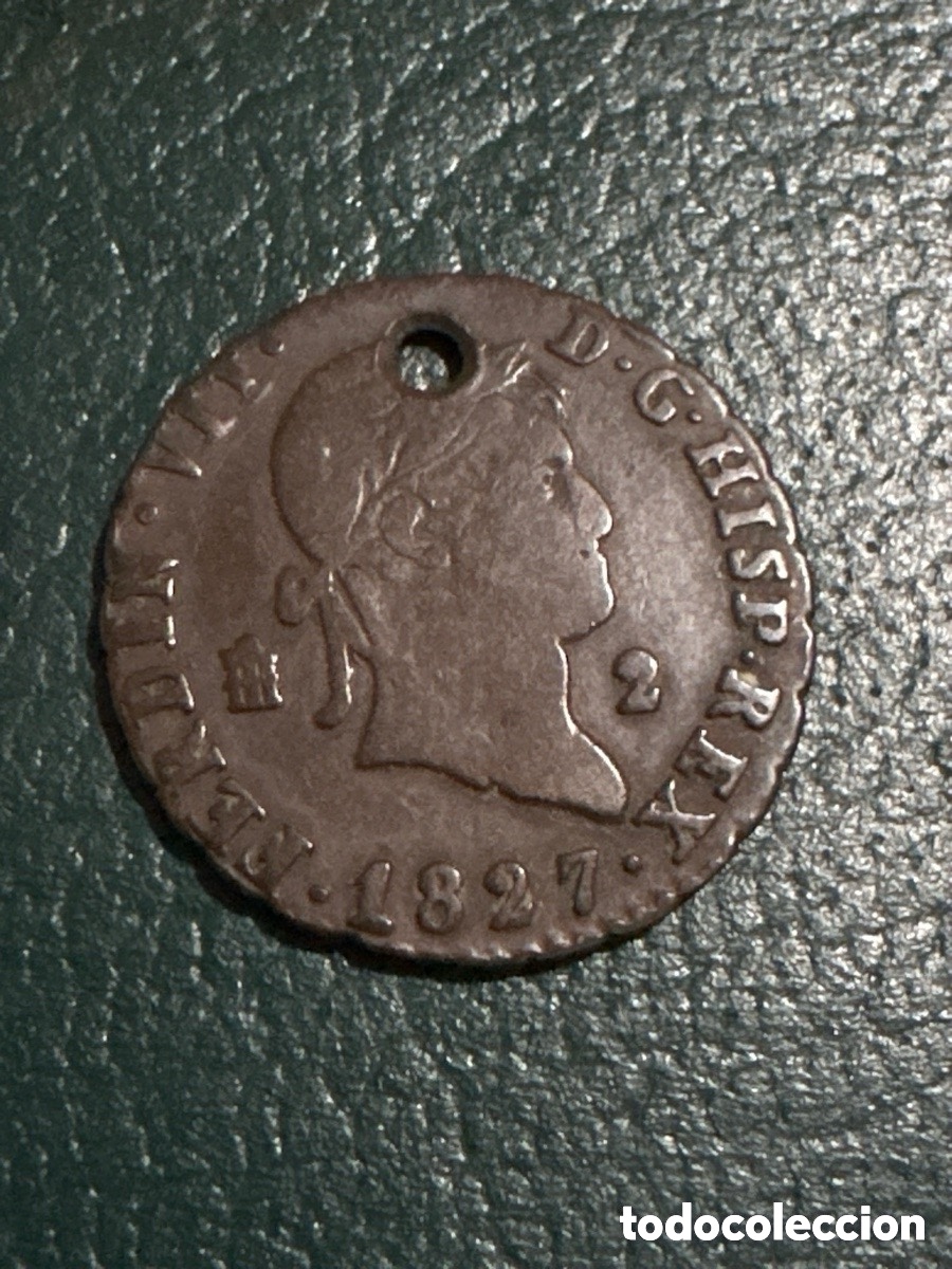 Monedas de Espa&ntilde;a: Moneda 2 maraved&iacute;s 1827, Segovia, Fernando VII (A1)