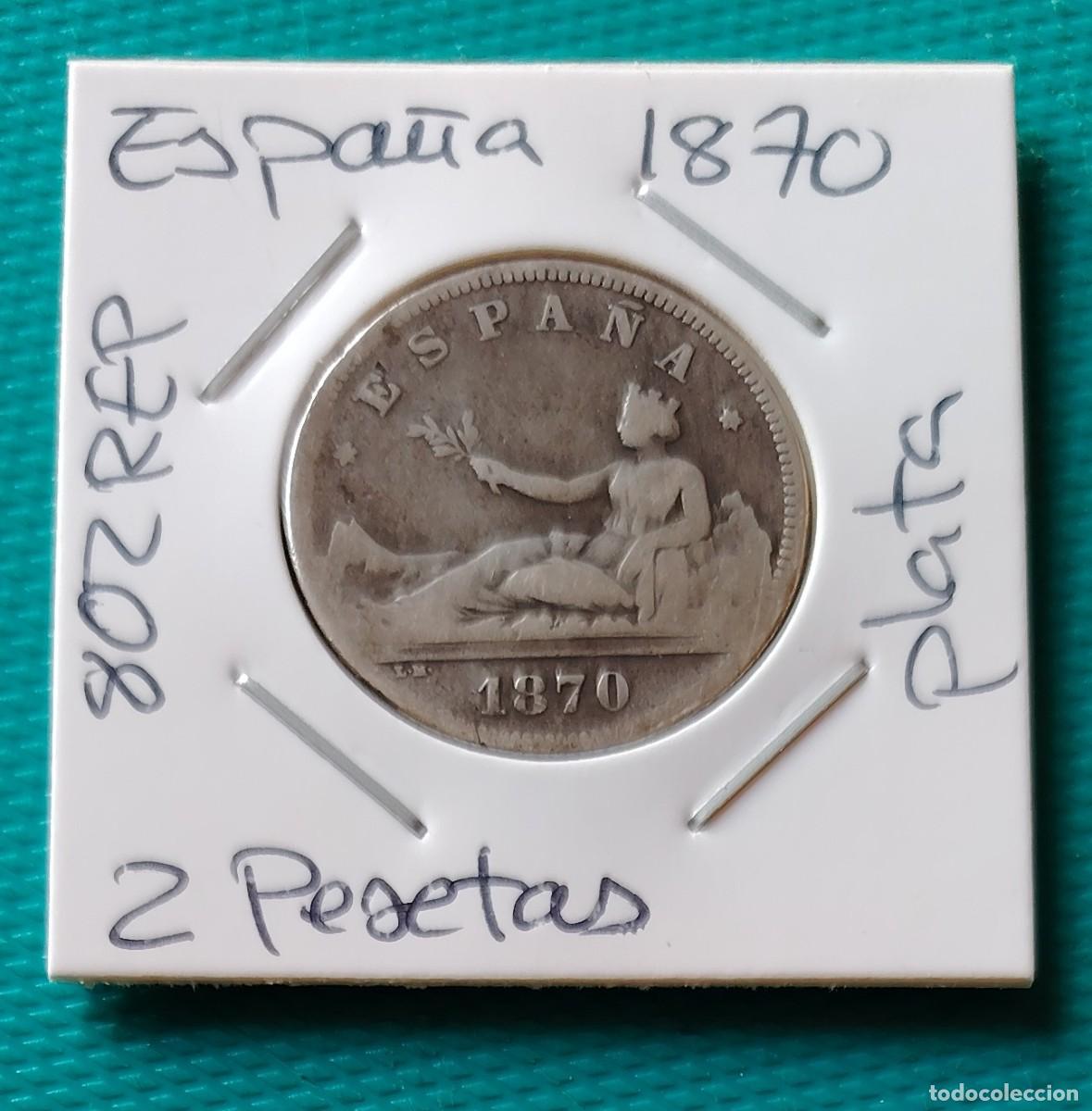 Monedas de Espa&ntilde;a: MONEDA DE ESPA&Ntilde;A - REPUBLICA - 2 PESETAS DE PLATA DEL A&Ntilde;O 1870 - 802REP