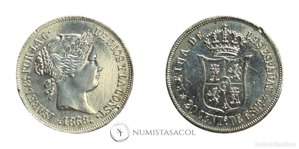 Monedas de Espa&ntilde;a: NT/ ISABEL II 20 CTS ESCUDO 1868 (E1504) - Foto 3