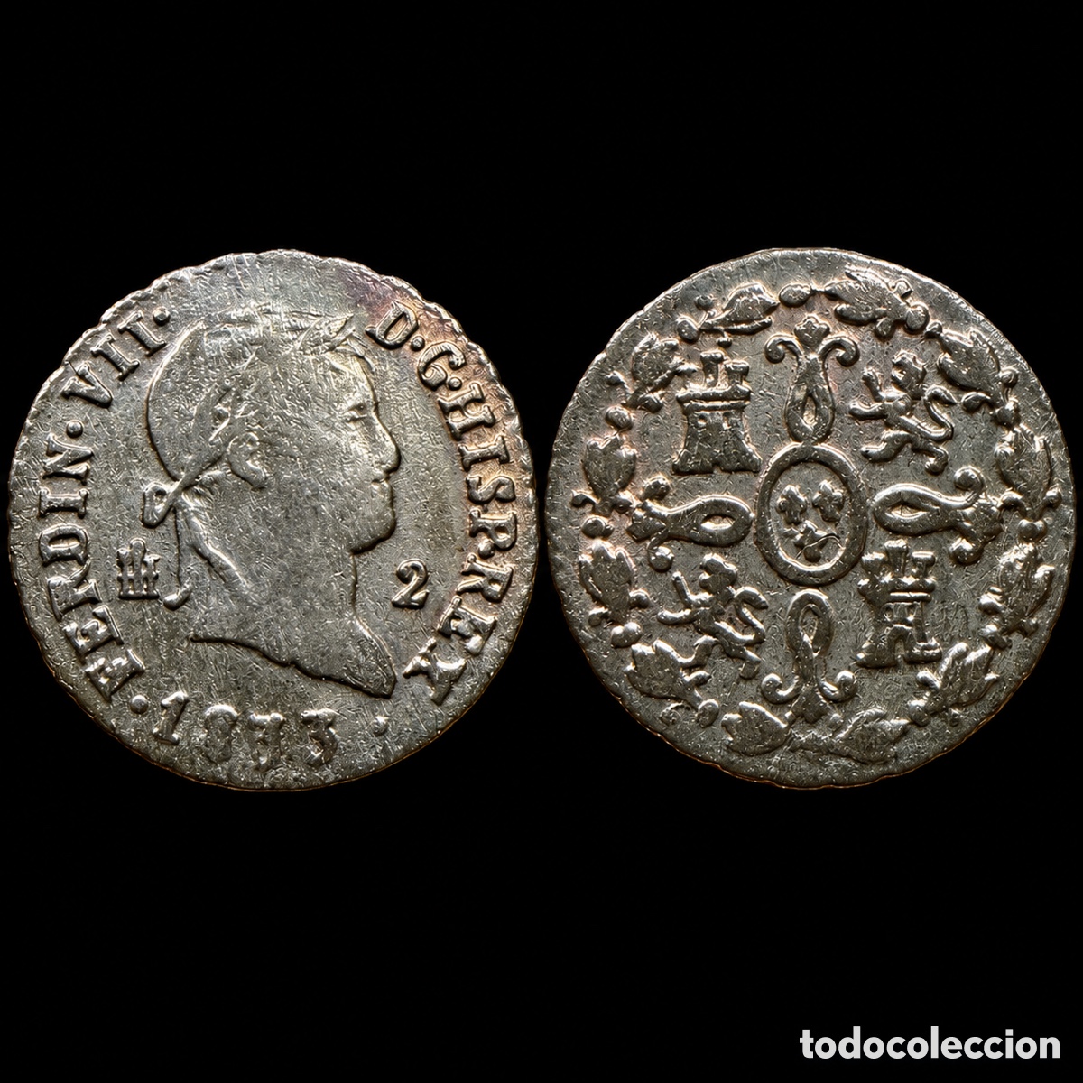 Moedas de Espanha: 2 maraved&iacute;s. Fernando VII. 1833 Segovia