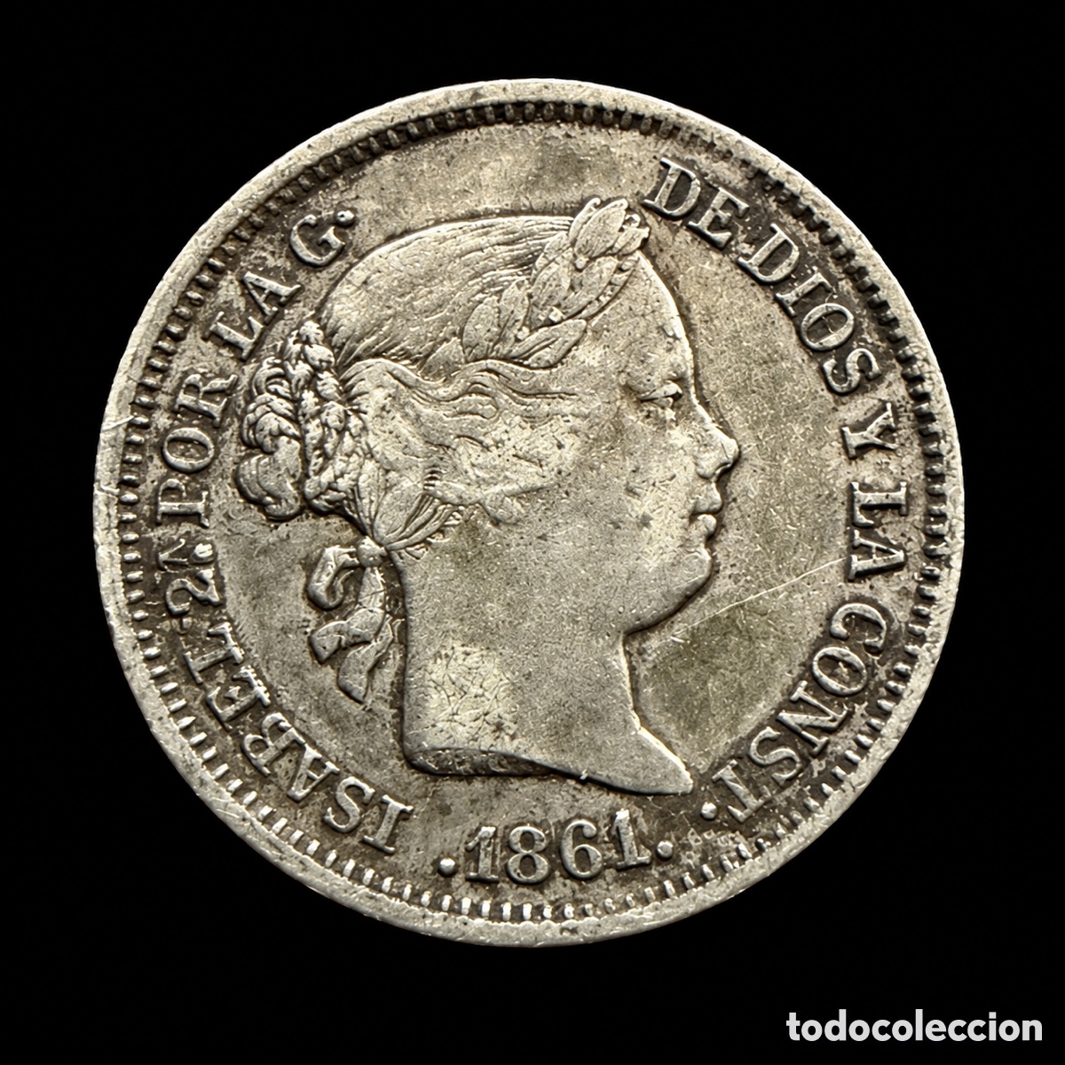 Monedas de Espa&ntilde;a: 1 real. Isabel II. 1861 - Foto 2
