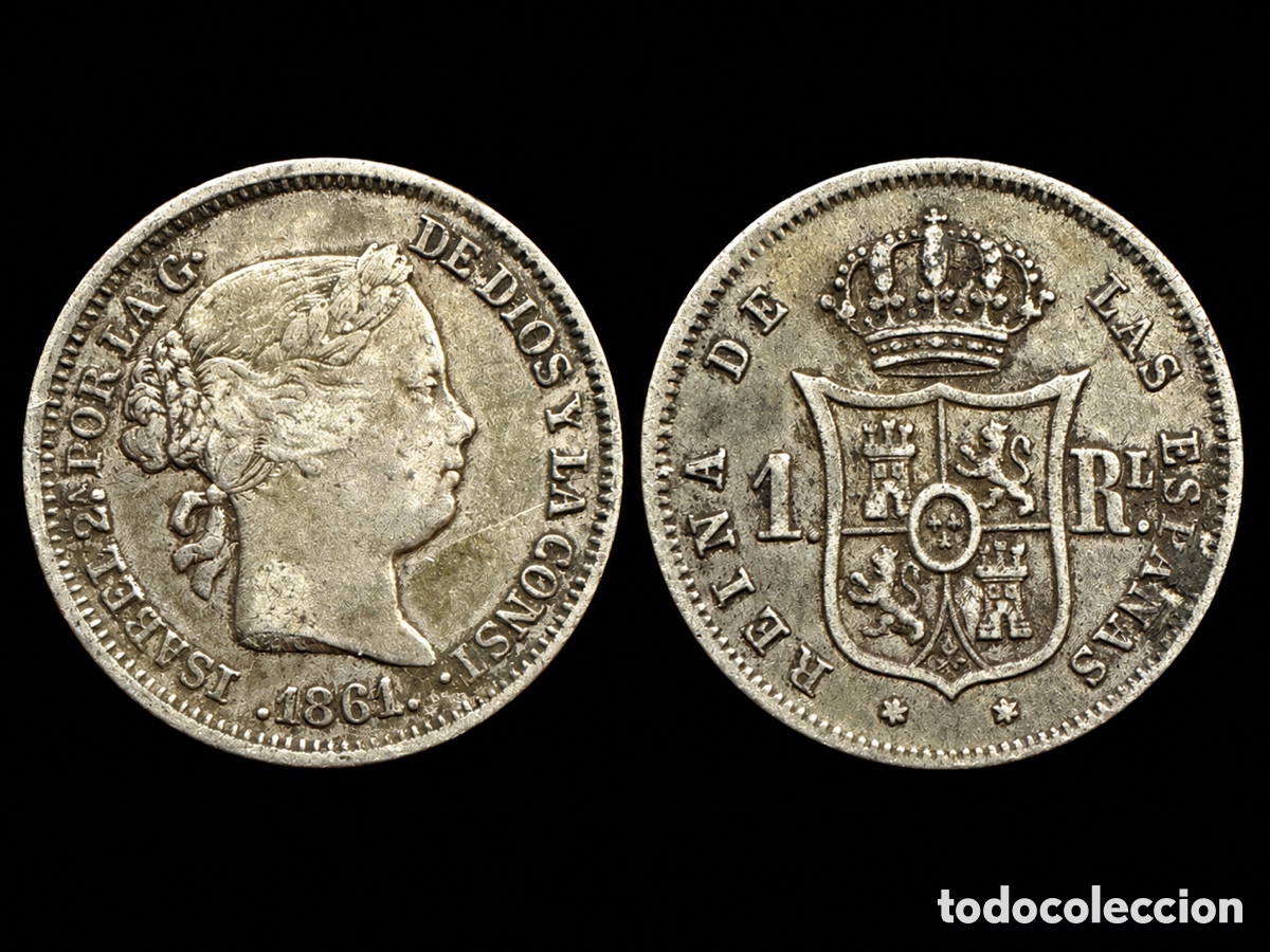 Monete da Spagna: 1 real. Isabel II. 1861
