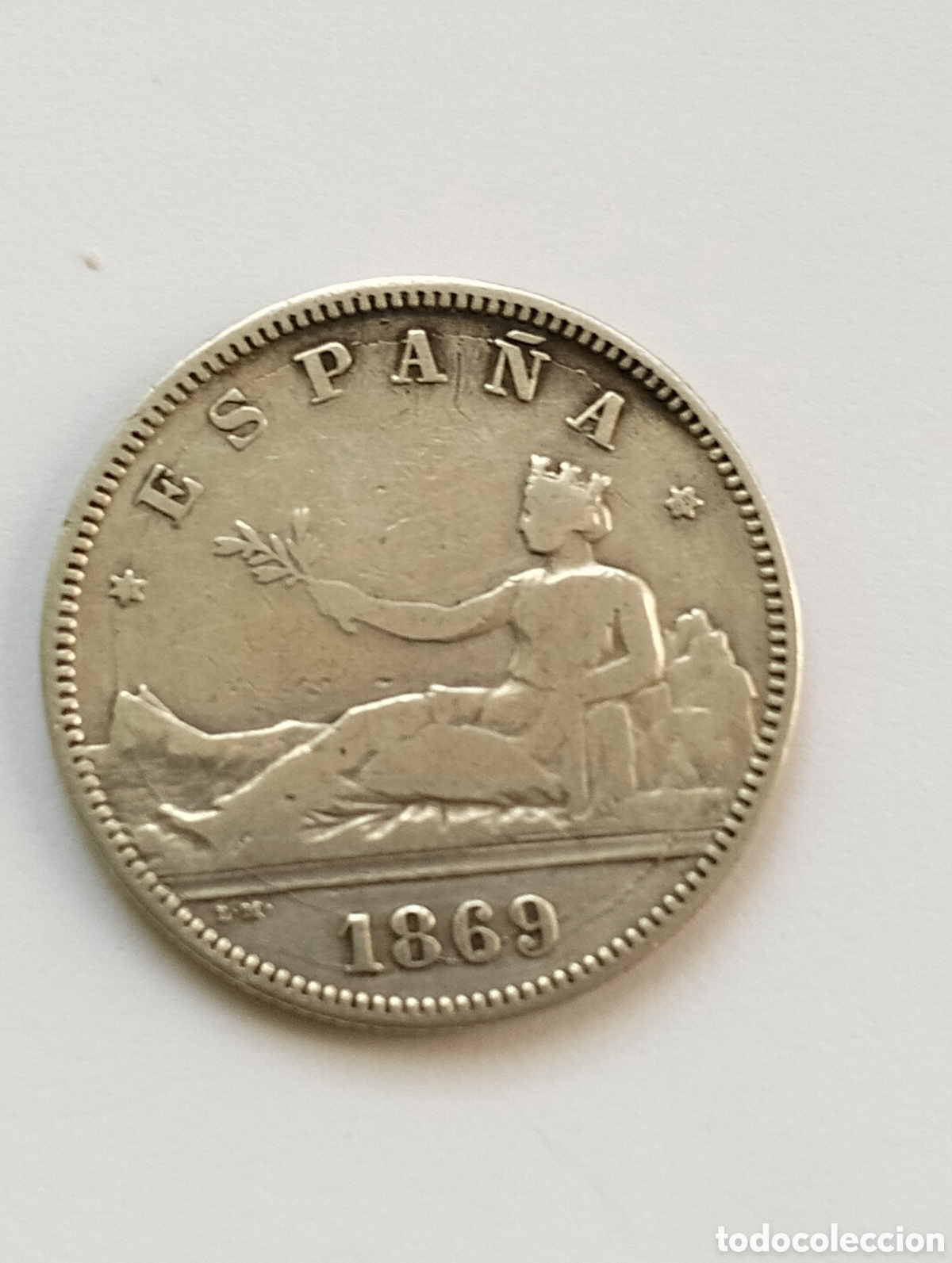 M&uuml;nzen von Spanien: 1869 * 8*69 ESPA&Ntilde;A. 2 PESTAS. S.N.M. Plata.
