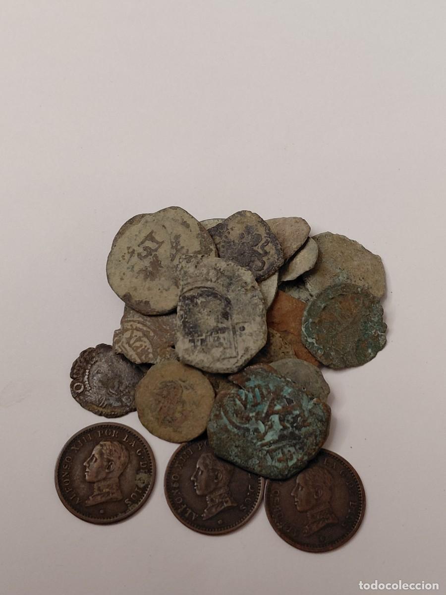 Monedas de Espa&ntilde;a: Lote n&uacute;mero 6 de 25 monedas espa&ntilde;olas a limpiar y clasificar. Oportunidad