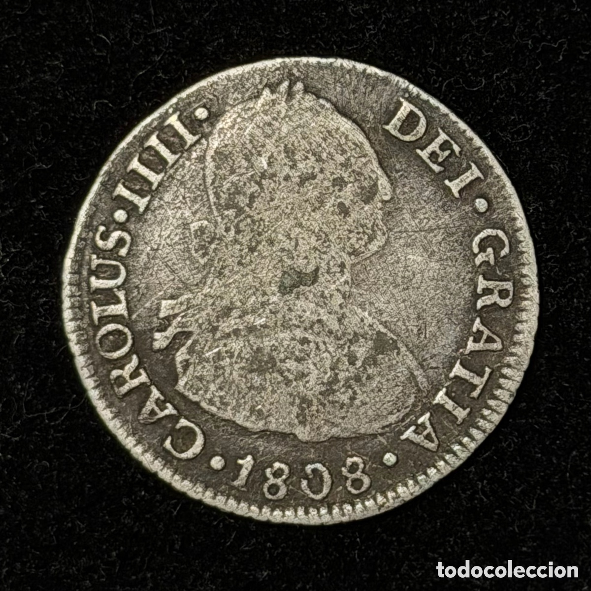 Monedas de Espa&ntilde;a: Moneda plata 2 Reales Carlos IIII 1808 Lima
