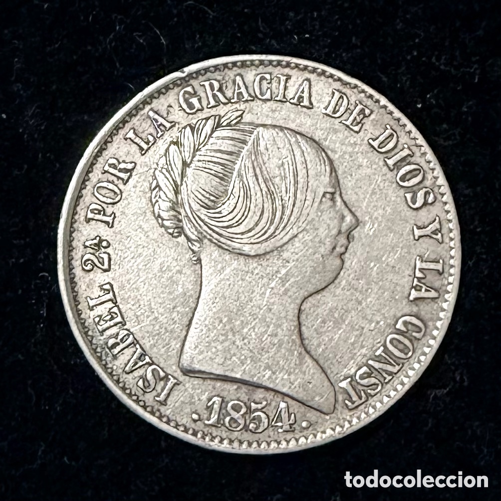 Monete da Spagna: 10 Reales Isabel II 1854 Madrid plata 900