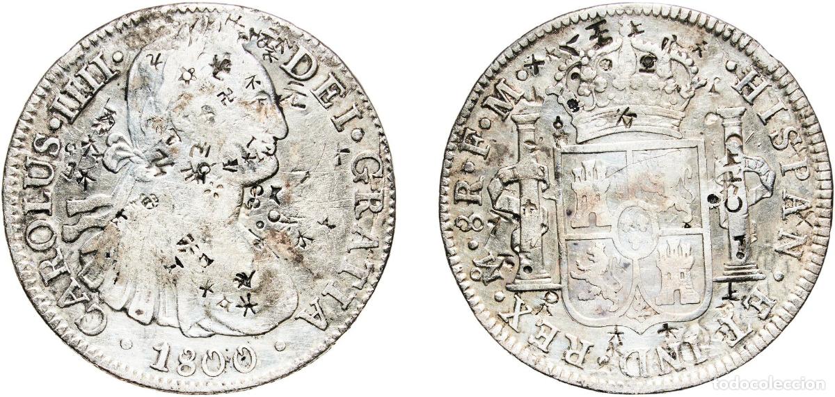 Monedas de Espa&ntilde;a: Mexico Spanish colony 1800 Mo FM 8 Reales - Carlos IV Silver (.896) Mexican Mint 26.57g VF Chopmark